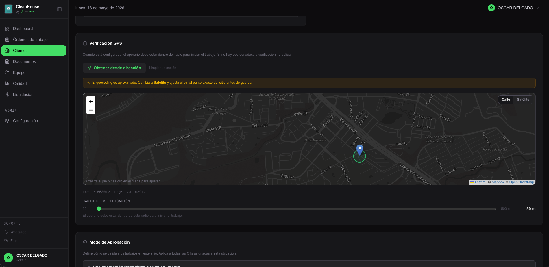 Verificación GPS en TraceWork